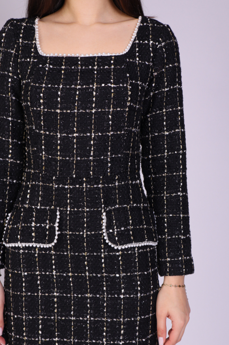 Rochie BONNIE din carouri accesorizata cu perle [3]