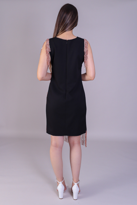 Rochie Carla cu franjuri si insertii roz engros [4]