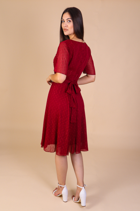 Rochie CELINE Bordo din Voal cu Fir Lurex, Engros [4]