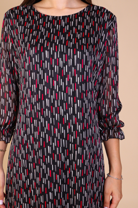 Rochie Dolores Neagra cu Imprimeu, cu Fir Lurex Engros [3]