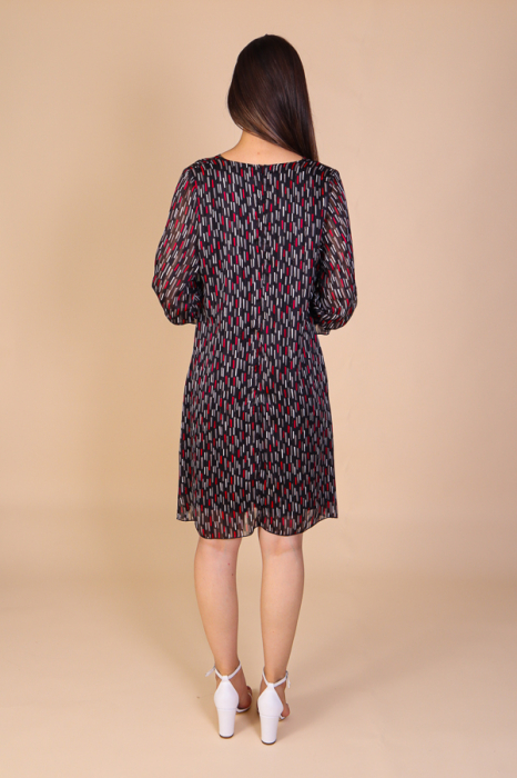 Rochie Dolores Neagra cu Imprimeu, cu Fir Lurex Engros [4]