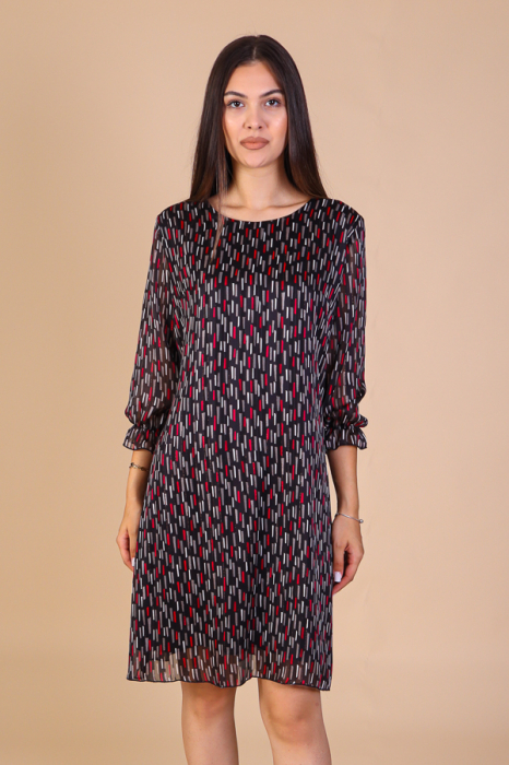 Rochie Dolores Neagra cu Imprimeu, cu Fir Lurex Engros [2]