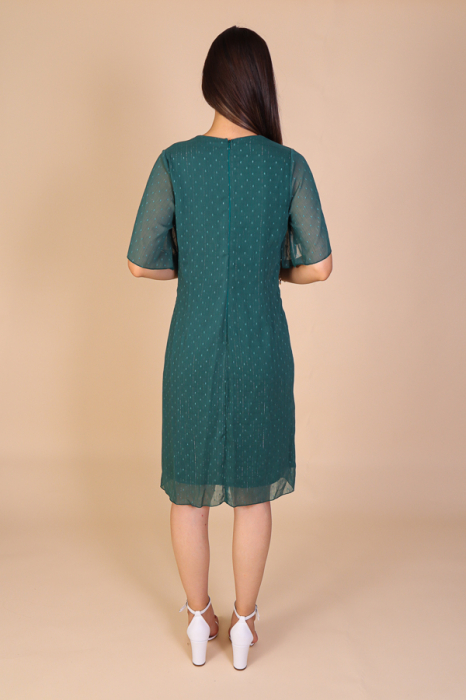 Rochie ELSA Verde din Voal cu Fir Lurex, Engros [4]