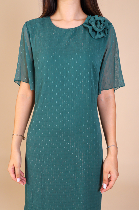 Rochie ELSA Verde din Voal cu Fir Lurex, Engros [3]