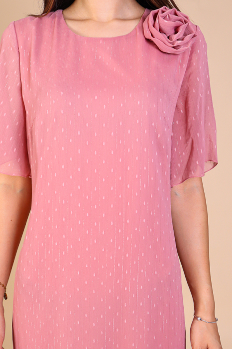 Rochie ELSA Roz din Voal cu Fir Lurex, Engros [4]