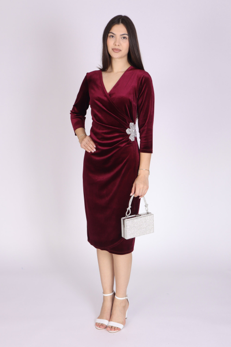 Rochie FELICIA din catifea cu accesoriu in talie [2]