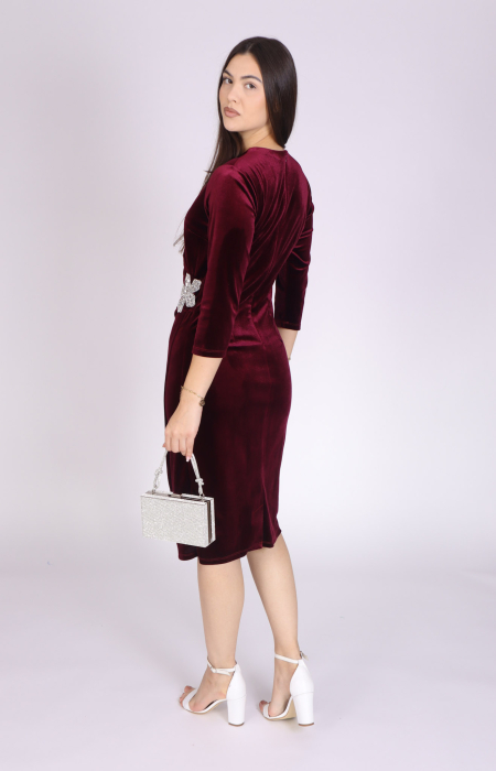 Rochie FELICIA din catifea cu accesoriu in talie [3]