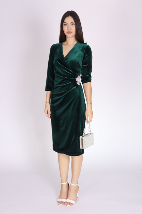 Rochie FELICIA din catifea cu accesoriu in talie [2]