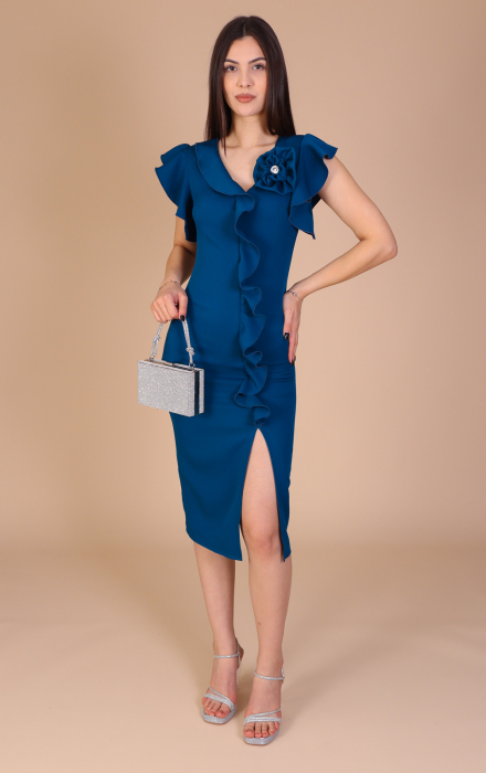 Rochie HELEN din Stofa cu Volanase, Engros [1]