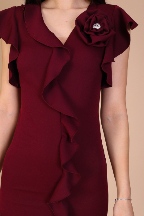 Rochie HELEN din Stofa cu Volanase, Engros [3]