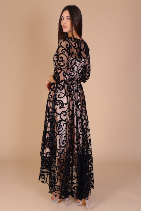 Rochie LONDON, Albastra cu Dantela Neagra, Engros [3]