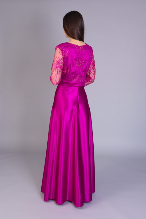 Rochie elegantă lungă ASIA din tafta și dantelă [4]