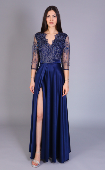 Rochie elegantă lungă ASIA din tafta și dantelă [2]