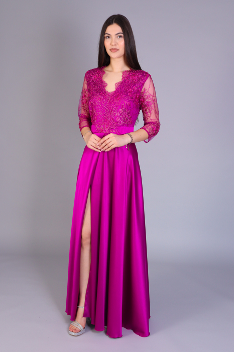 Rochie elegantă lungă ASIA din tafta și dantelă [2]