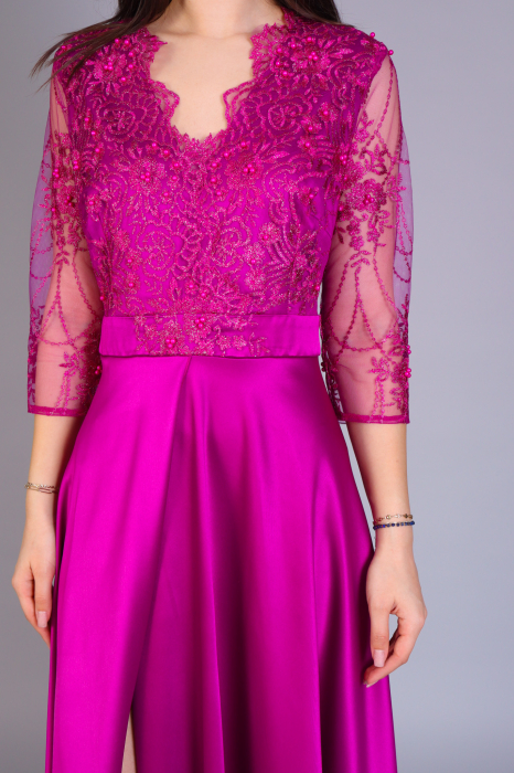 Rochie elegantă lungă ASIA din tafta și dantelă [3]