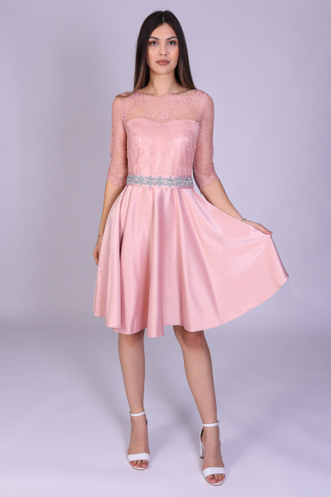 Rochie MIMI din dantela si tafta somon [2]
