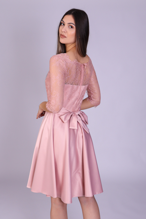 Rochie MIMI din dantela si tafta somon [3]