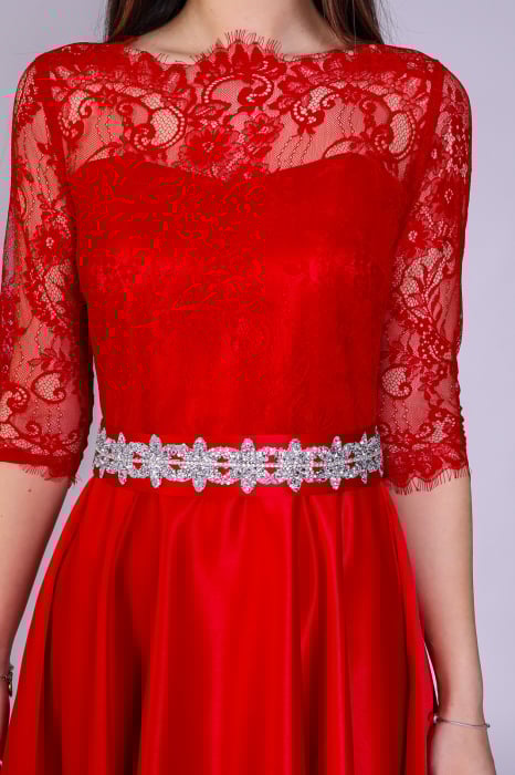 Rochie MIMI din dantela si tafta rosie [4]