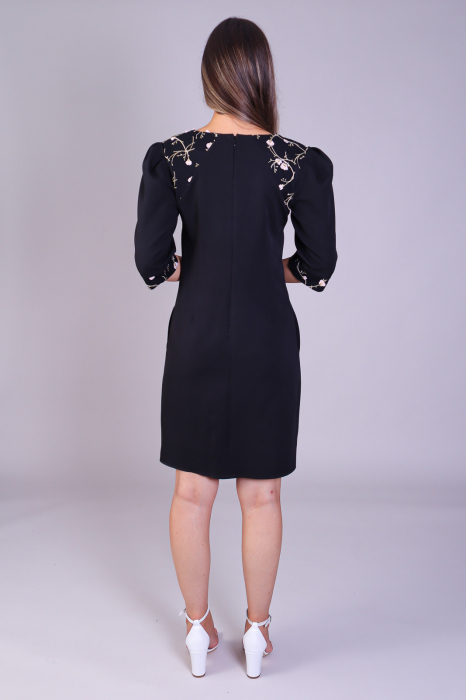 Rochie NATY neagra cu platci pe umeri engros [4]