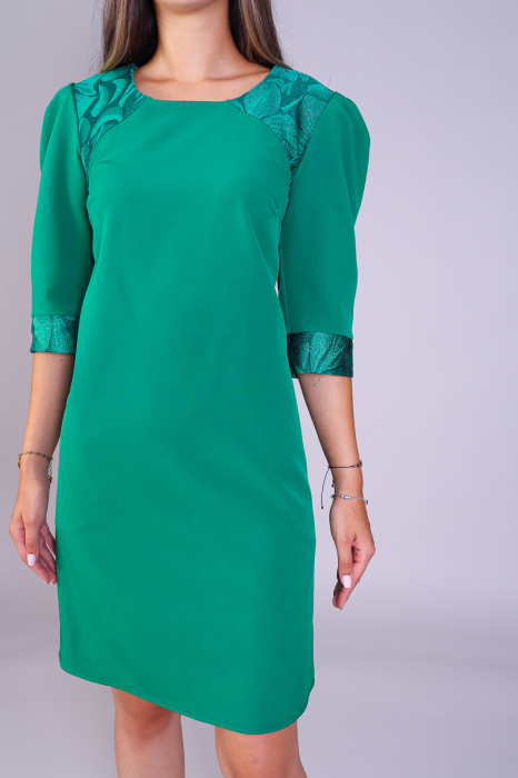 Rochie NATY verde cu platci pe umeri engros [3]