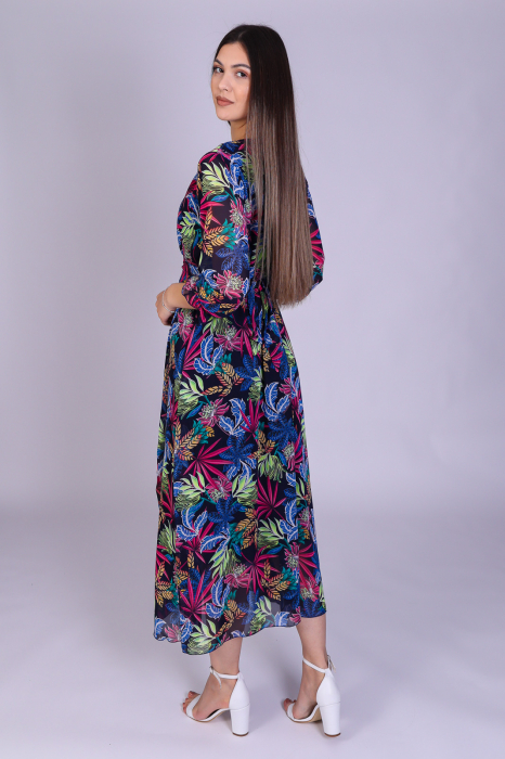 Rochie OLGA midi cu imprimeu bleumarin [2]