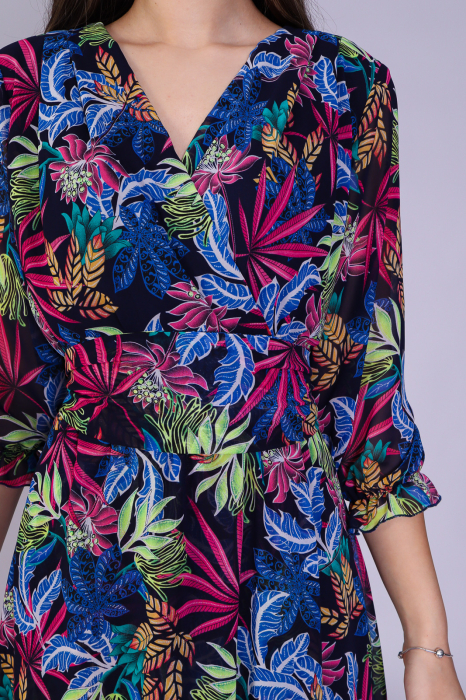 Rochie OLGA midi cu imprimeu bleumarin [4]