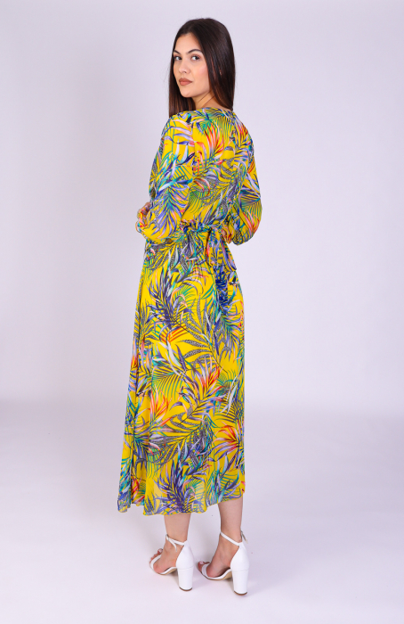 Rochie OLGA Midi cu Imprimeu Galben, Engros [4]