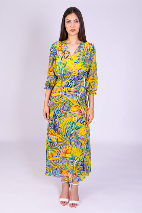 Rochie OLGA Midi cu Imprimeu Galben, Engros [2]