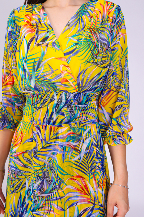 Rochie OLGA Midi cu Imprimeu Galben, Engros [3]