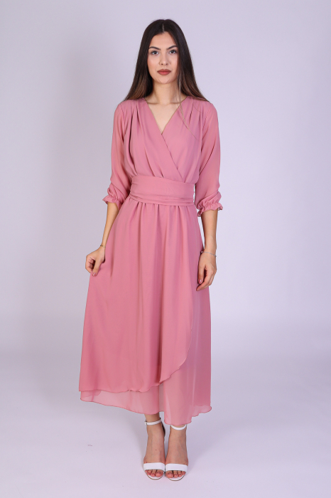 Rochie OLGA Midi, Roz, Engros [2]
