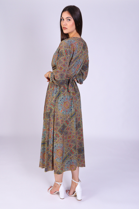 Rochie OLGA Midi cu Imprimeu Maro, Engros [4]