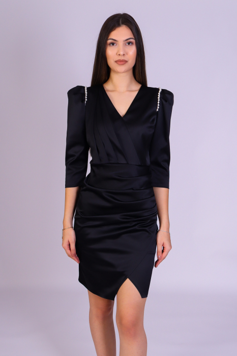 Rochie PERLA de ocazie neagra cu umeri bufanti [2]