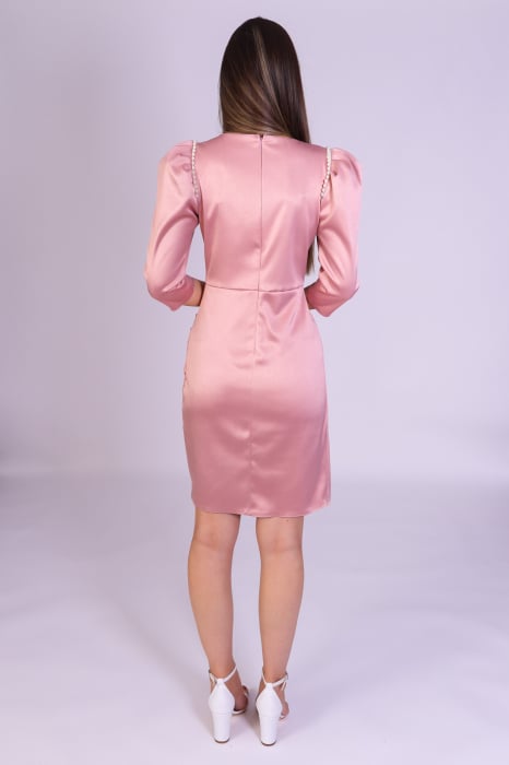 Rochie PERLA de ocazie roz cu umeri bufanti [5]