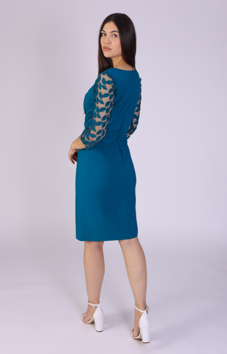 Rochie POPPY office din stofa si maneci din dantela [4]