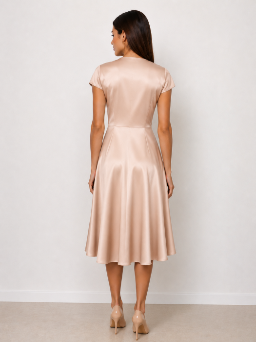 Rochie SABRINA din tafta accesorizata cu floare in talie [2]