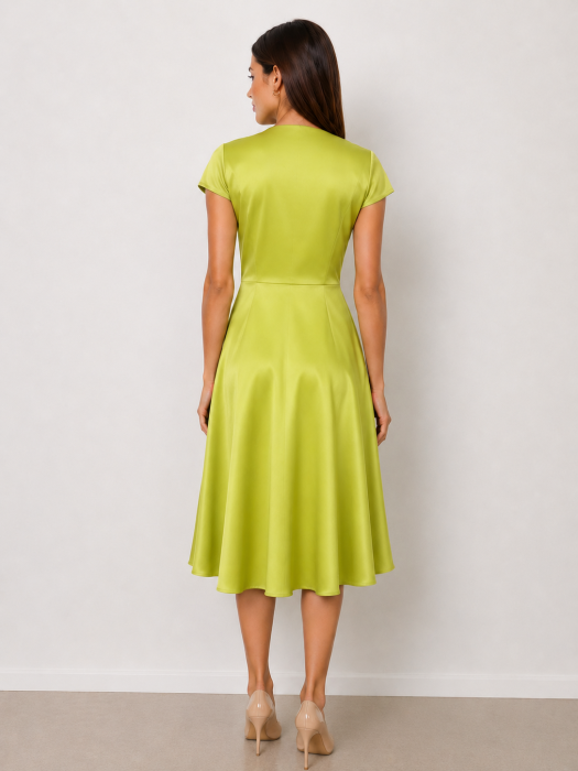 Rochie SABRINA din tafta accesorizata cu floare in talie [2]