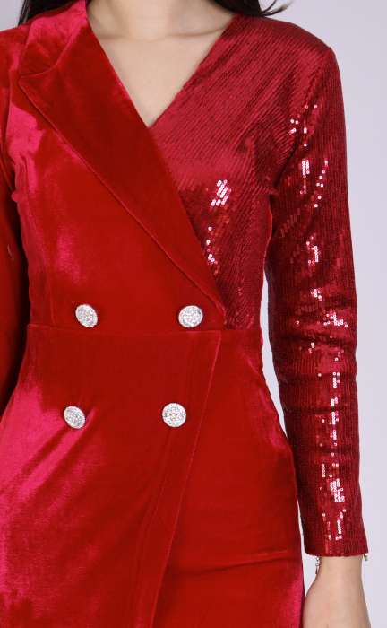 Rochie sacou DASHA din catifea si paiete [4]