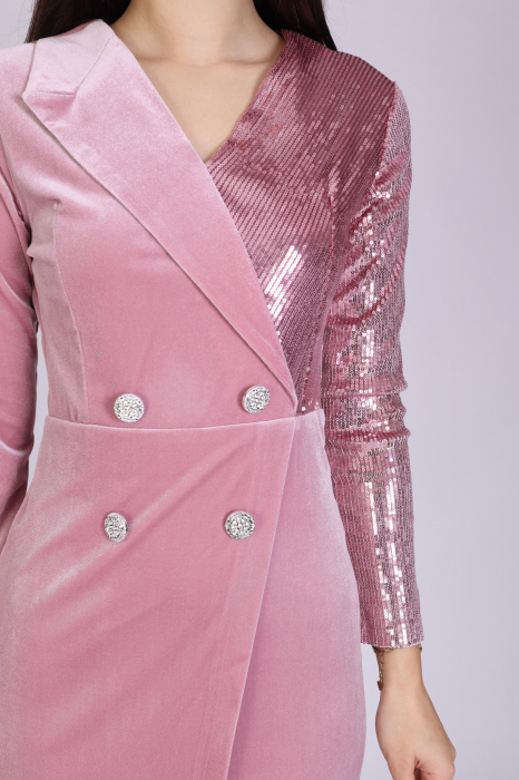 Rochie sacou DASHA din catifea si paiete [3]