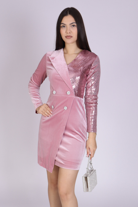 Rochie sacou DASHA din catifea si paiete [2]