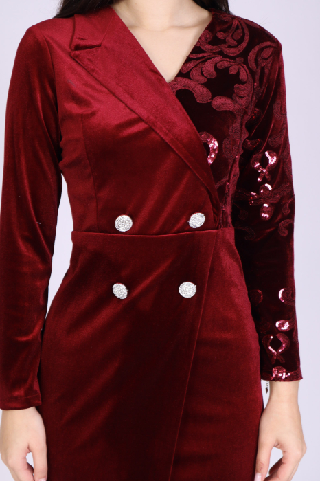 Rochie sacou DASHA din catifea si paiete [3]