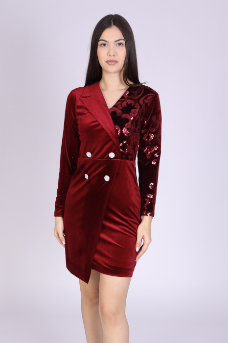 Rochie sacou DASHA din catifea si paiete [2]