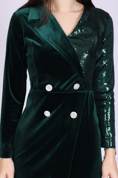 Rochie sacou DASHA din catifea si paiete [3]