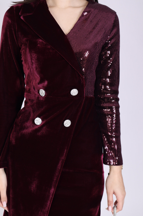 Rochie sacou DASHA din catifea si paiete [4]