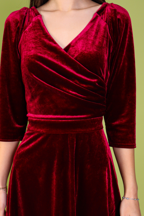 Rochie SANDY, Bordo din Catifea, Engros [3]