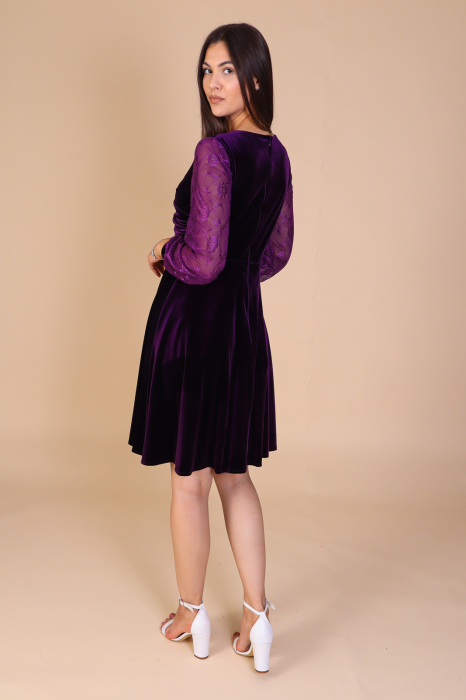 Rochie SANDY din Catifea si Maneci din Dantela, Engros [4]