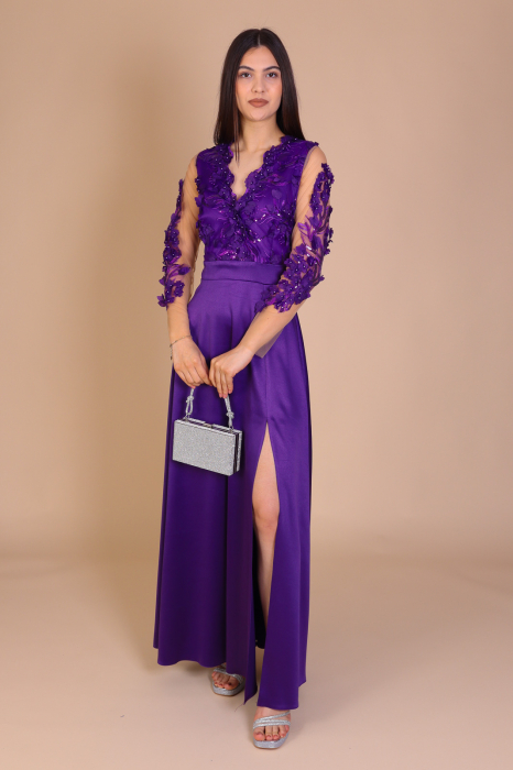 Rochie VANESSA de Ocazie, din Tafta si Flori 3D [2]