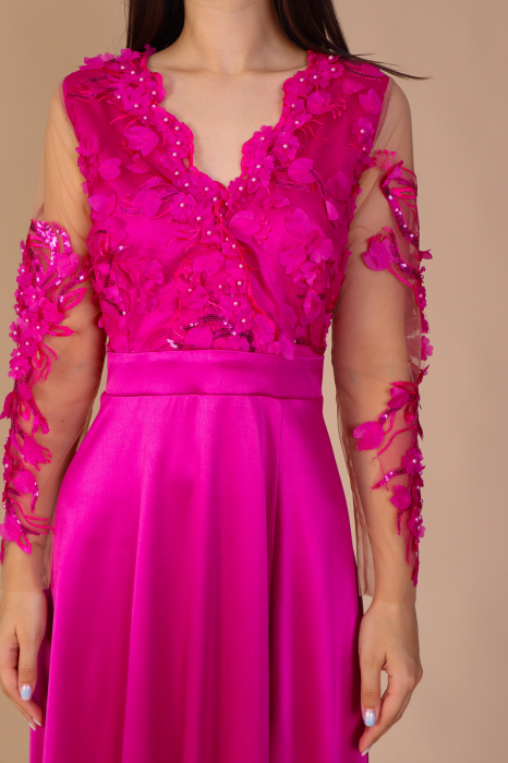 Rochie VANESSA de Ocazie, din Tafta si Flori 3D [3]