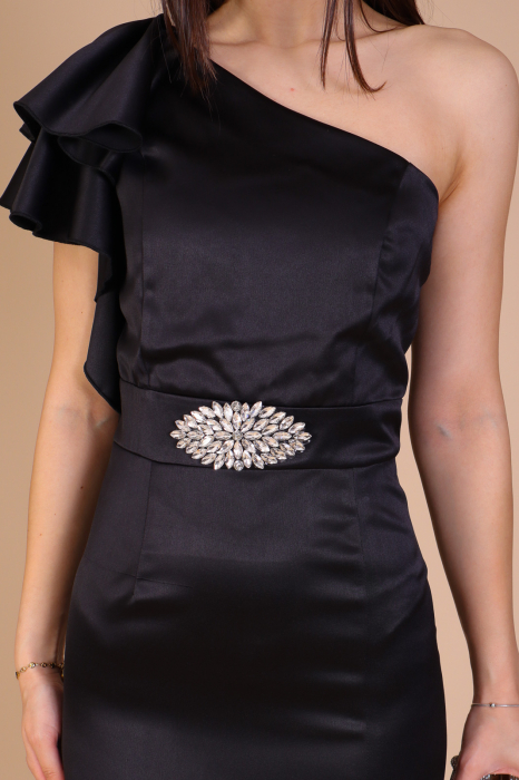 Rochie ZARA Lunga, din Tafta cu Volan si Accesoriu in Talie, Engros [4]