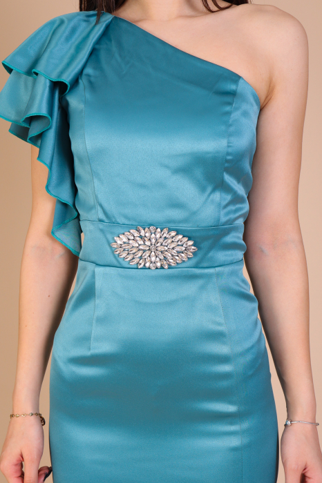 Rochie ZARA Lunga, din Tafta cu Volan si Accesoriu in Talie, Engros [4]