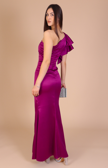 Rochie ZARA Lunga, din Tafta cu Volan si Accesoriu in Talie, Engros [2]